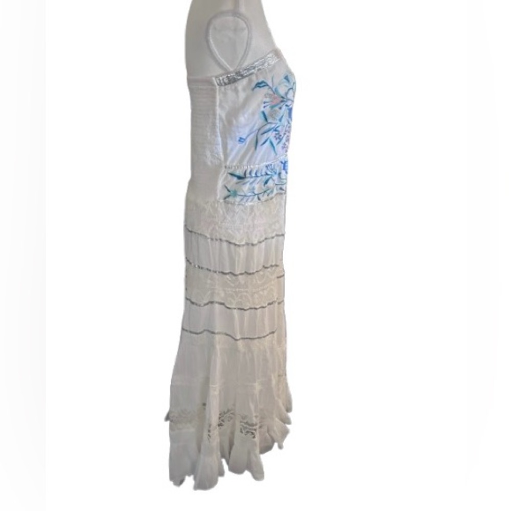 Embroidered 100% Cotton Floral Maxi Dress Medium Boston Proper Lace Boho Cottage - Picture 14 of 16